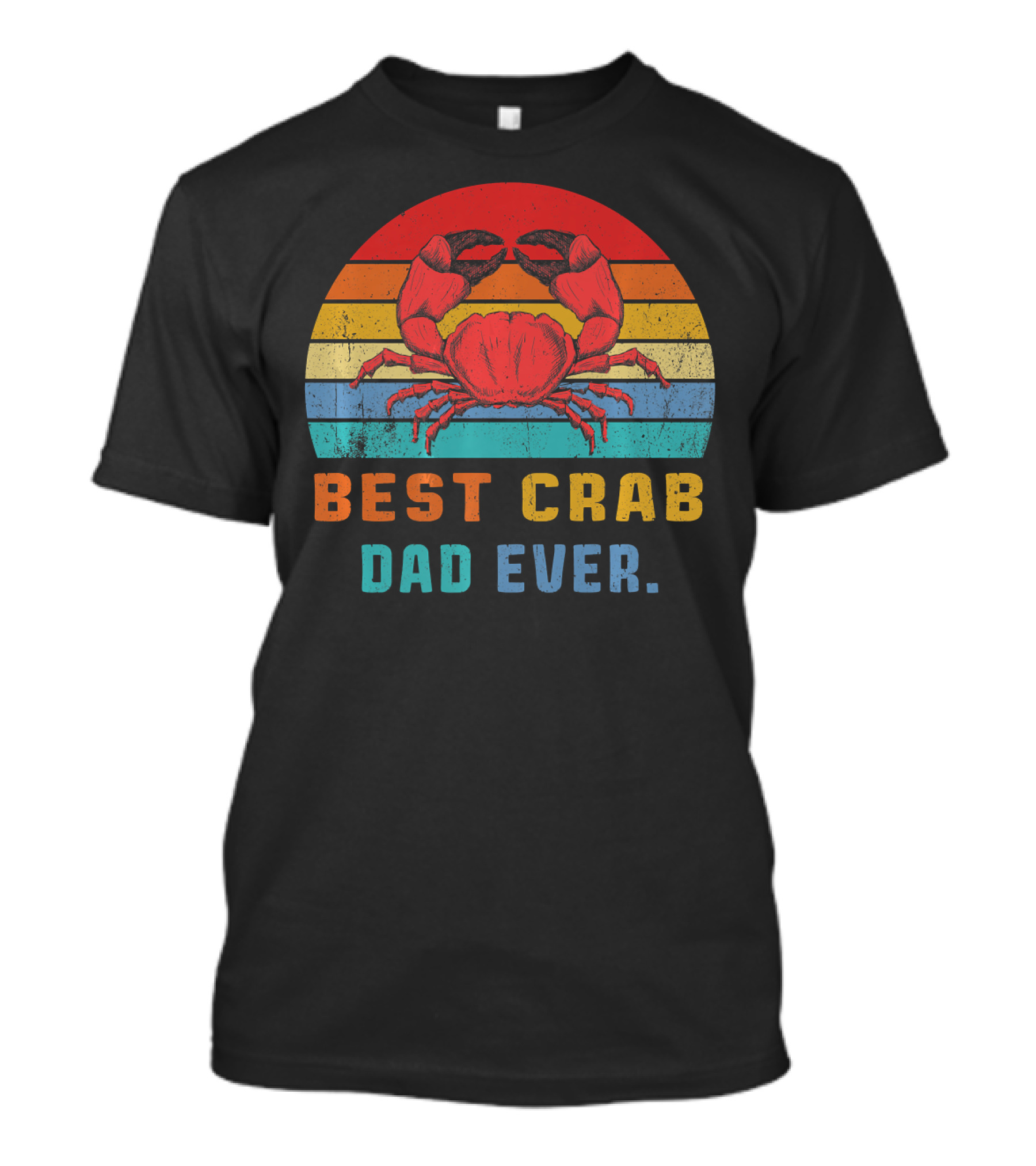Best Crab Dad Ever Animal Love Vintage Rainbow Stripes T-Shirt