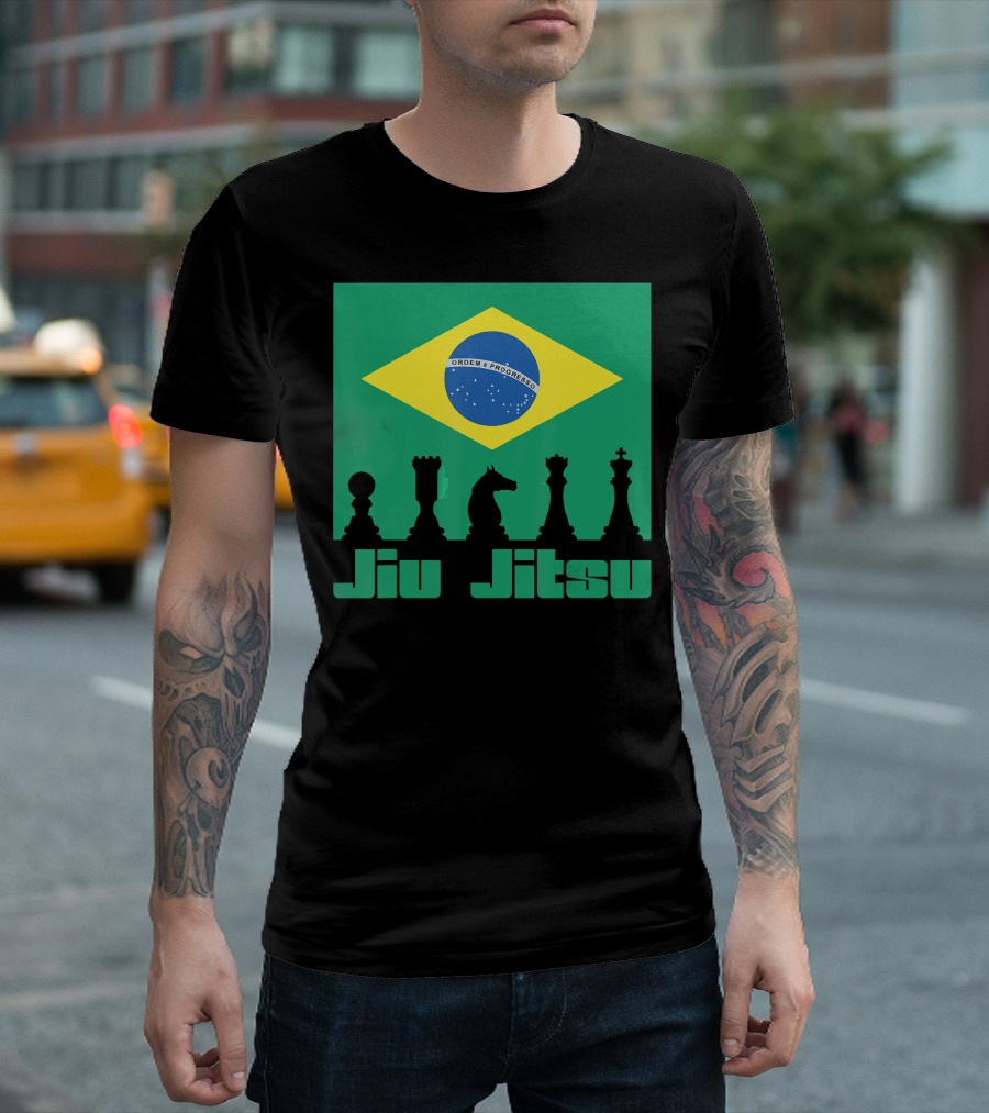Brazilian Jiu Jitsu BJJ Chess and Flag Combination T-Shirt