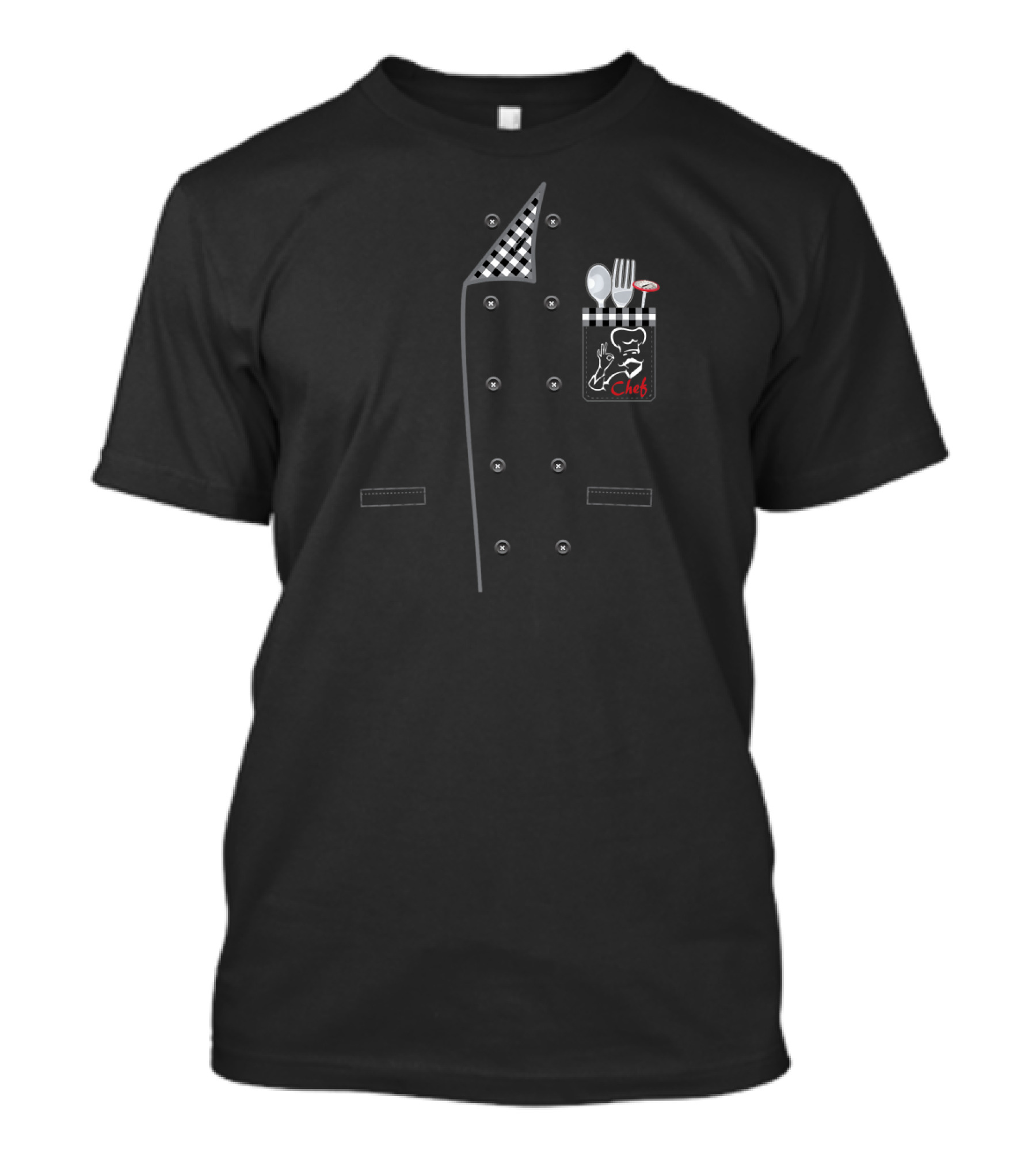 Chef Jacket With Spoon And Fork Pocket Design For Cooking Enthusiasts T-Shirt