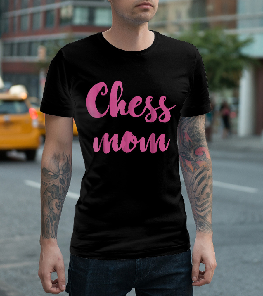 Chess Mom Handwritten Pink Lettering T-Shirt