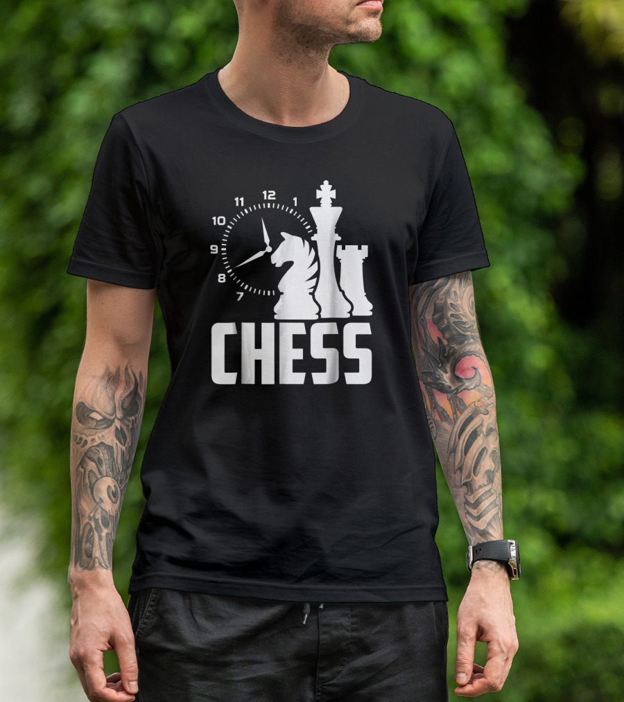 Chess Clock Knight King Rook Funny Chess T-Shirt