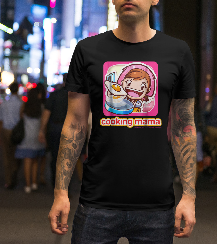 Cooking Mama Iconic Character Cooking Eggs In Frying Pan T-Shirt