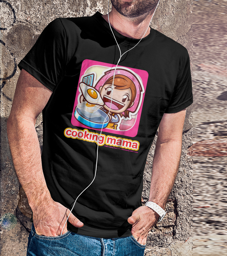 Cooking Mama Iconic Character Cooking Eggs In Frying Pan T-Shirt