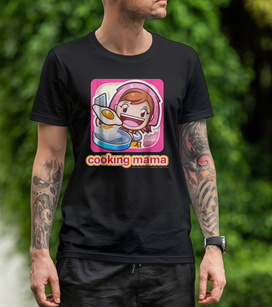 Cooking Mama Iconic Character Cooking Eggs In Frying Pan T-Shirt