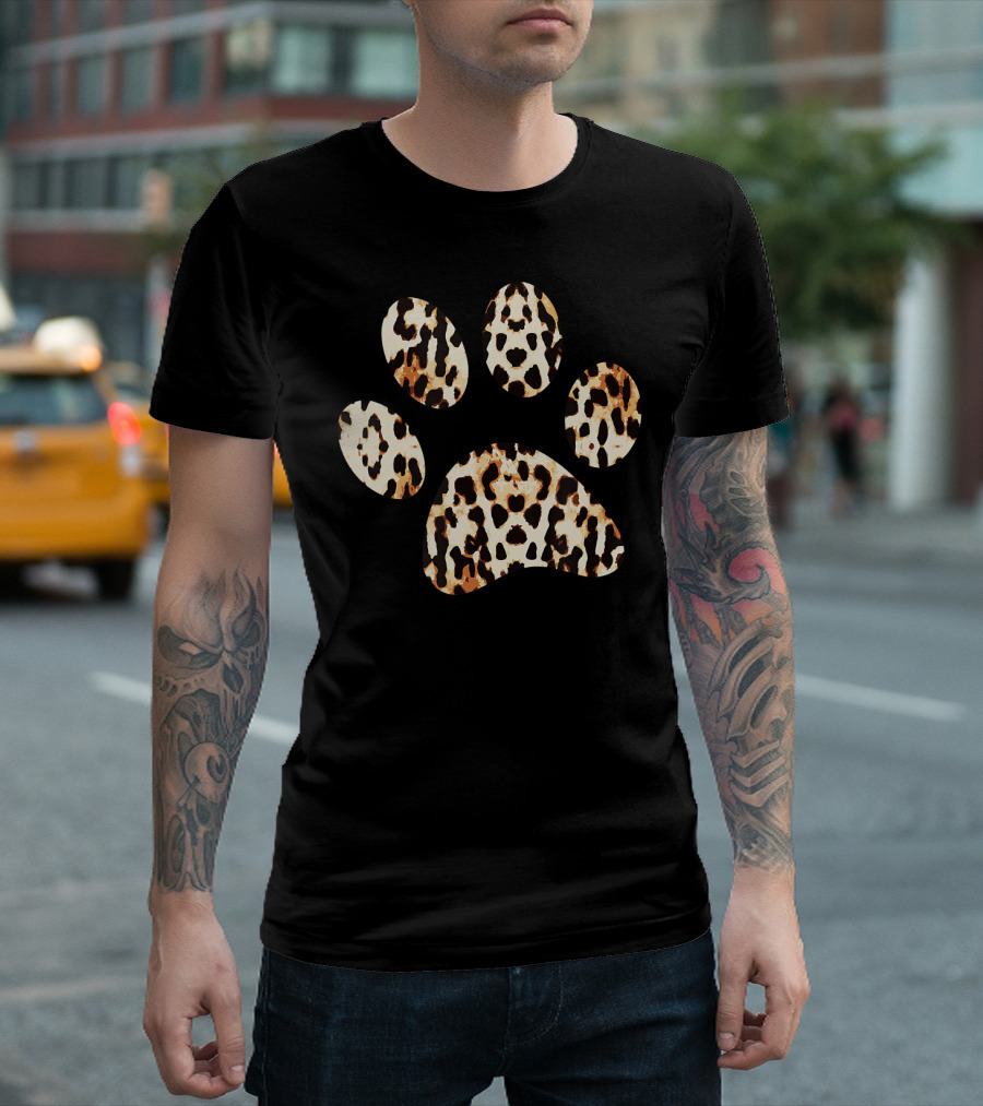 Cool Leopard Cheetah Paw Prints T-Shirt