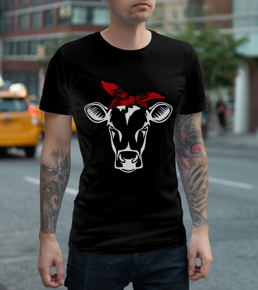 Cute Funny Cow with Red Bandana T-Shirt