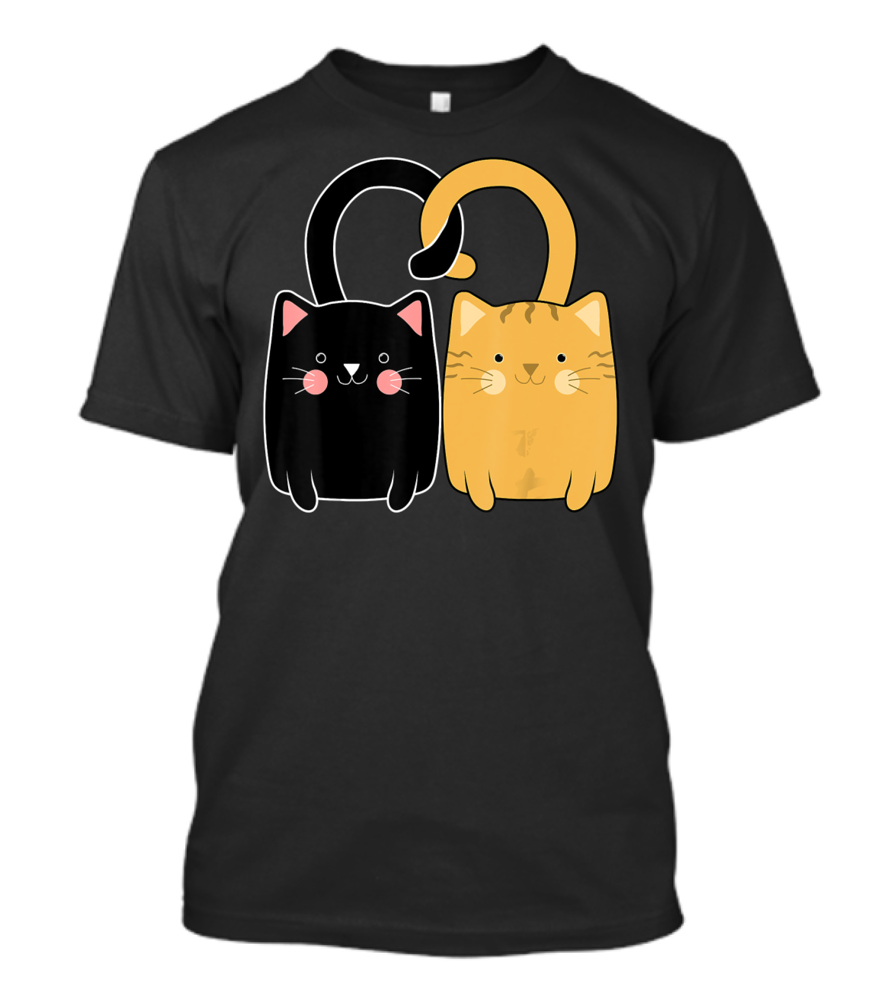 Cute Ginger Cat Black Kitten Love Valentine T-Shirt