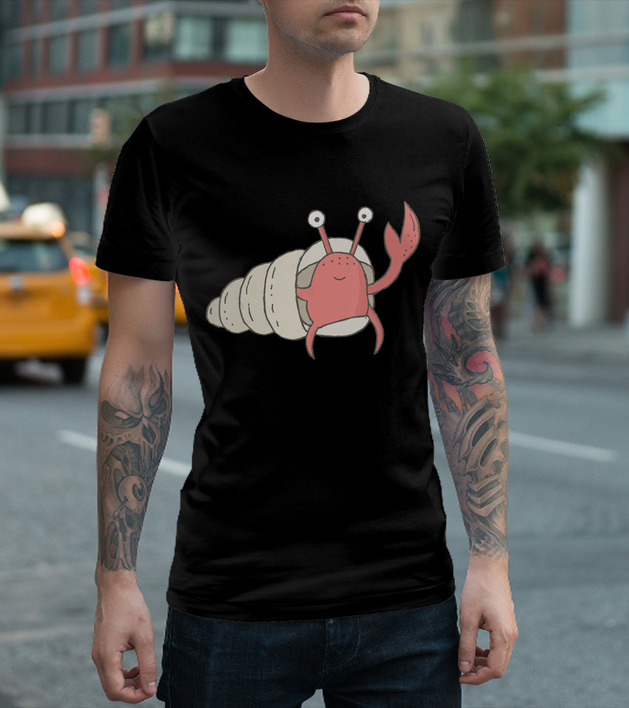 Cute Hermit Crab Says Hi with Hand Drawn T-Shirt