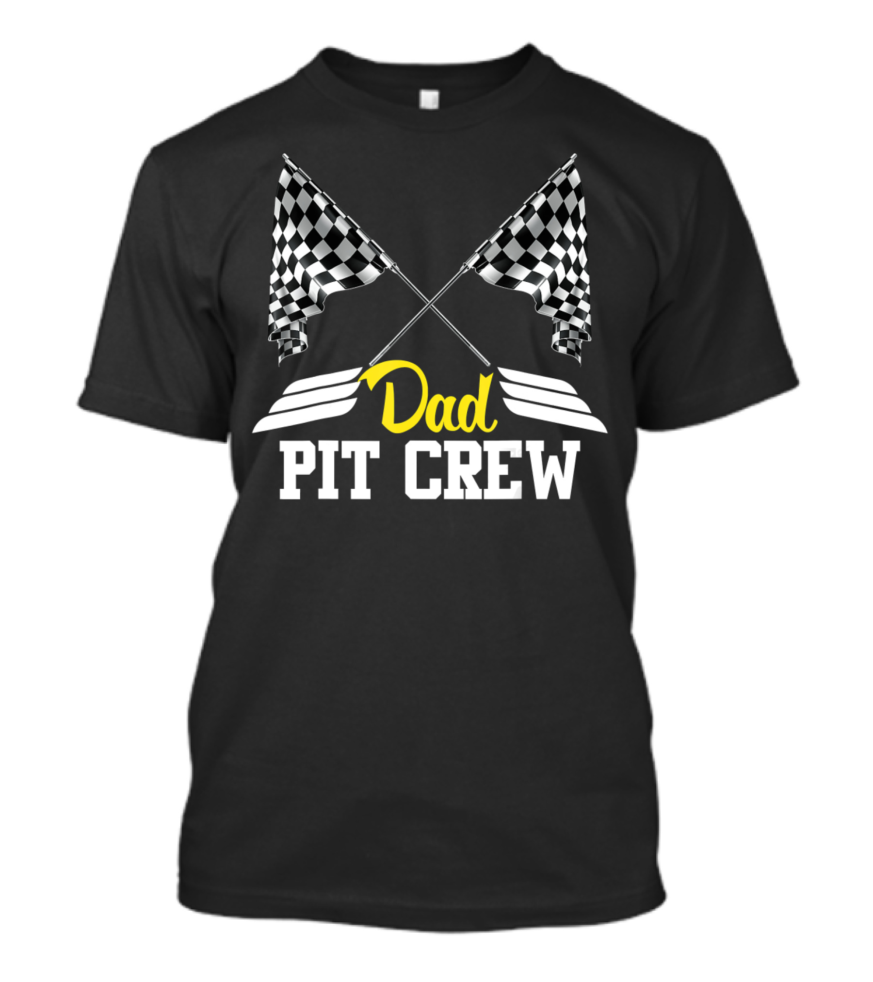 Dad Pit Crew Racing Party Checkered Flags T-Shirt