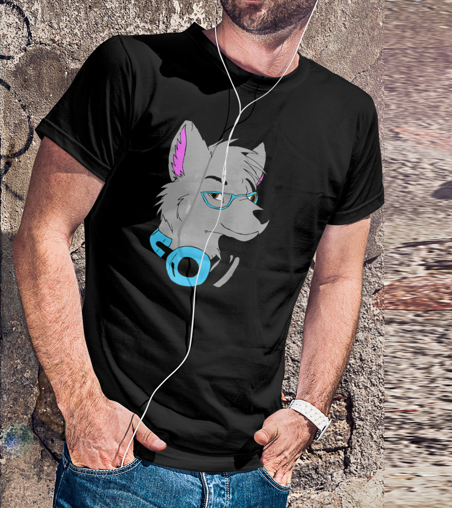 Djing DJ Wolf Furry With Headphones Tail Ears T-Shirt