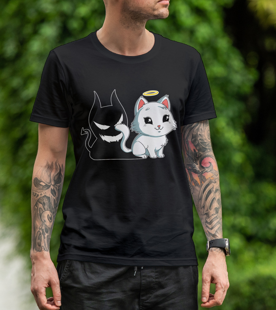 Angel Devil Cat Funny Sweet Dearl T-Shirt