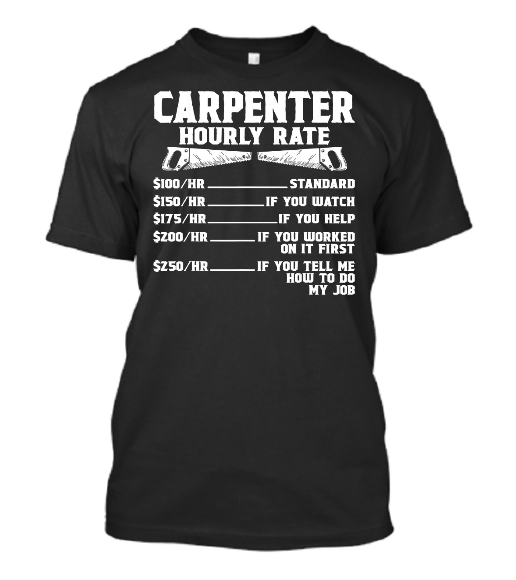 Carpenter Hourly Rate Funny Wood Worki If You Tell Me How To Do My Job T-Shirt