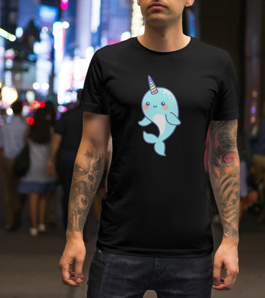 Funny Unicorns Of The Sea Narwhal Rainbow Horn Cute Cartoon T-Shirt