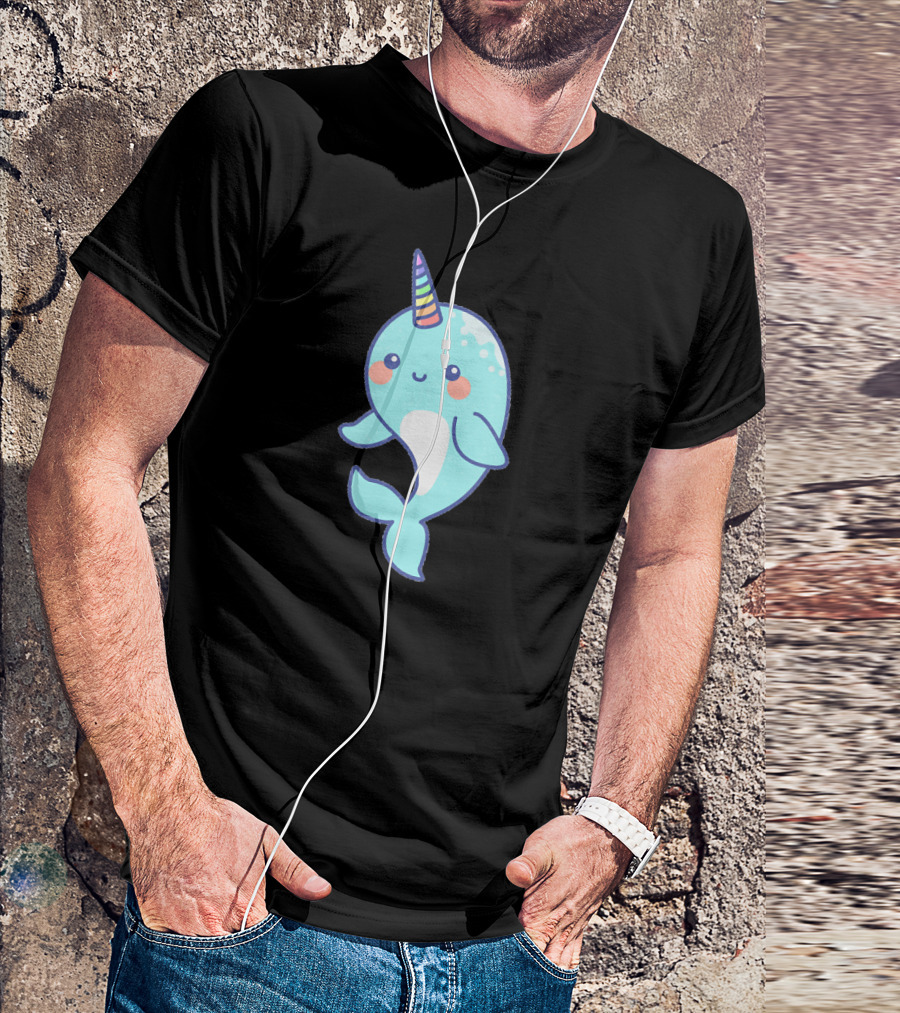 Funny Unicorns Of The Sea Narwhal Rainbow Horn Cute Cartoon T-Shirt