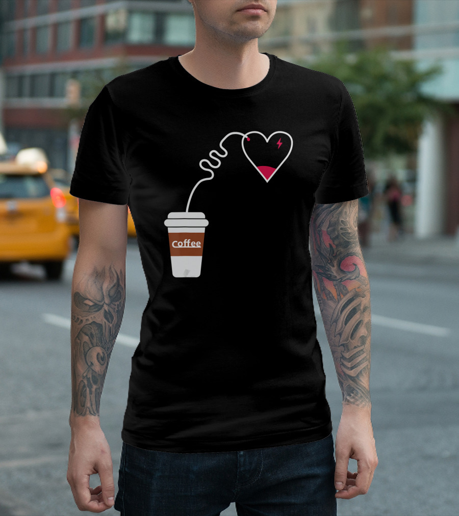 I Love Coffee Full Charge Heart Icon Coffee Cup T-Shirt