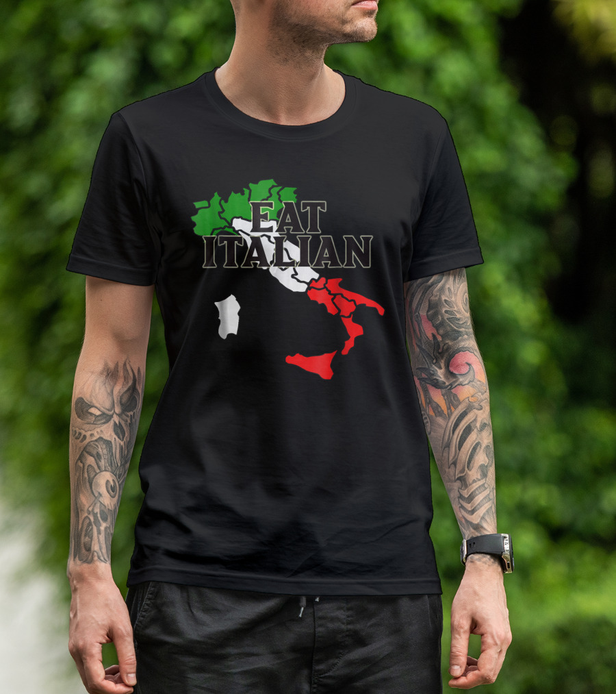 Eat Italian Food Cooking Heritage Italy Flag T-Shirt