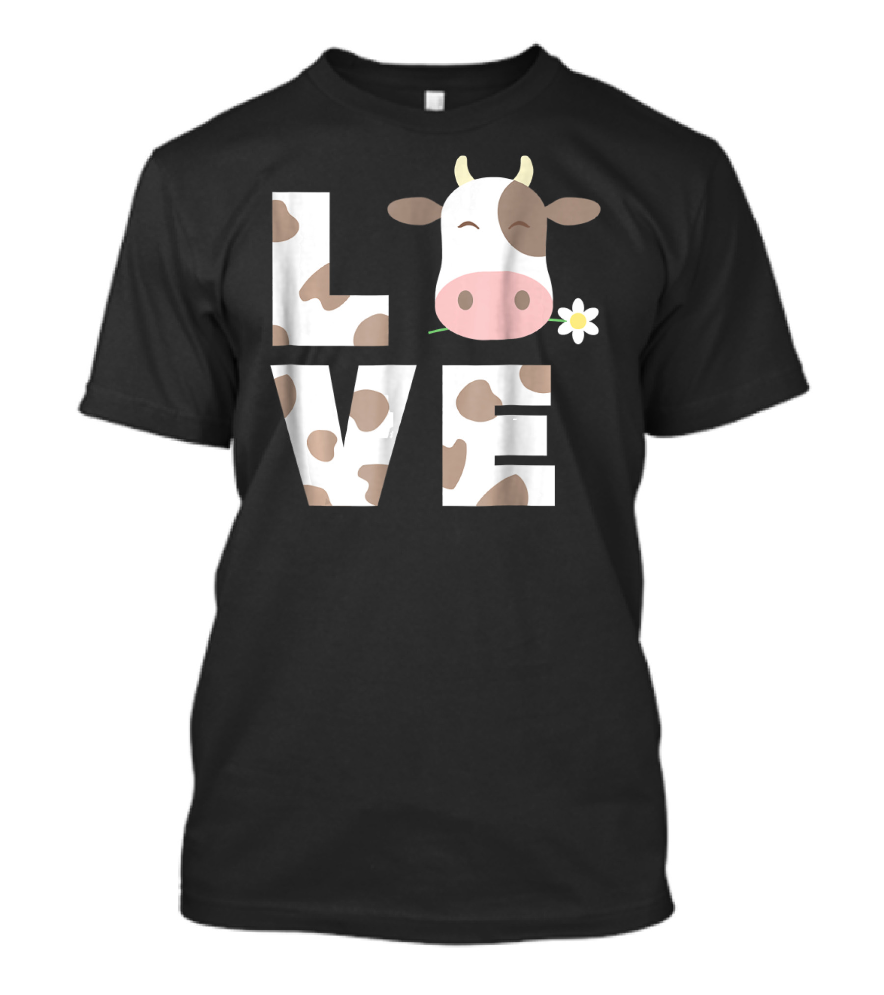 Love Cow Pattern Flower Farmer Fun T-Shirt