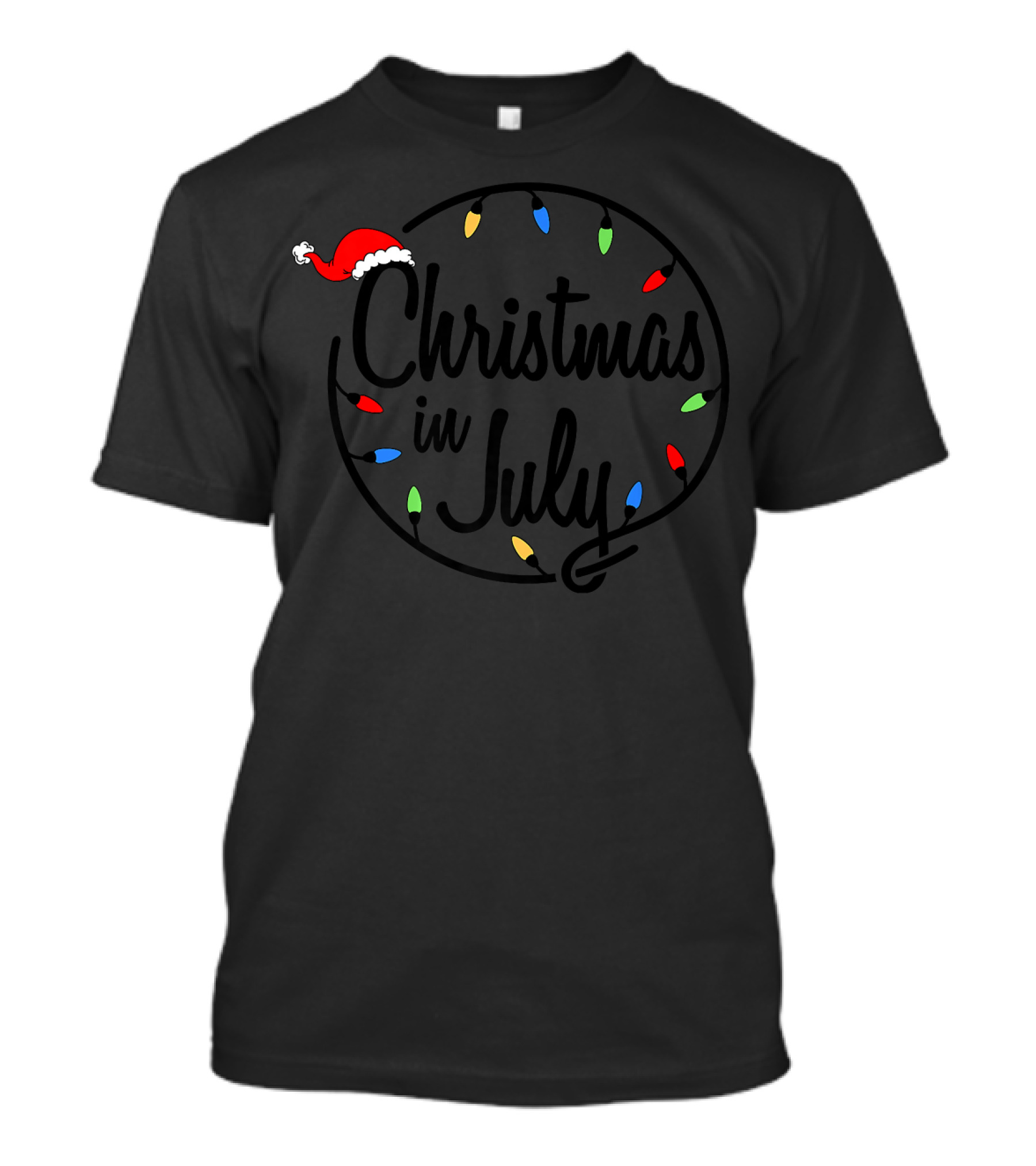 Christmas In July Santa Hat Light Circle T-Shirt