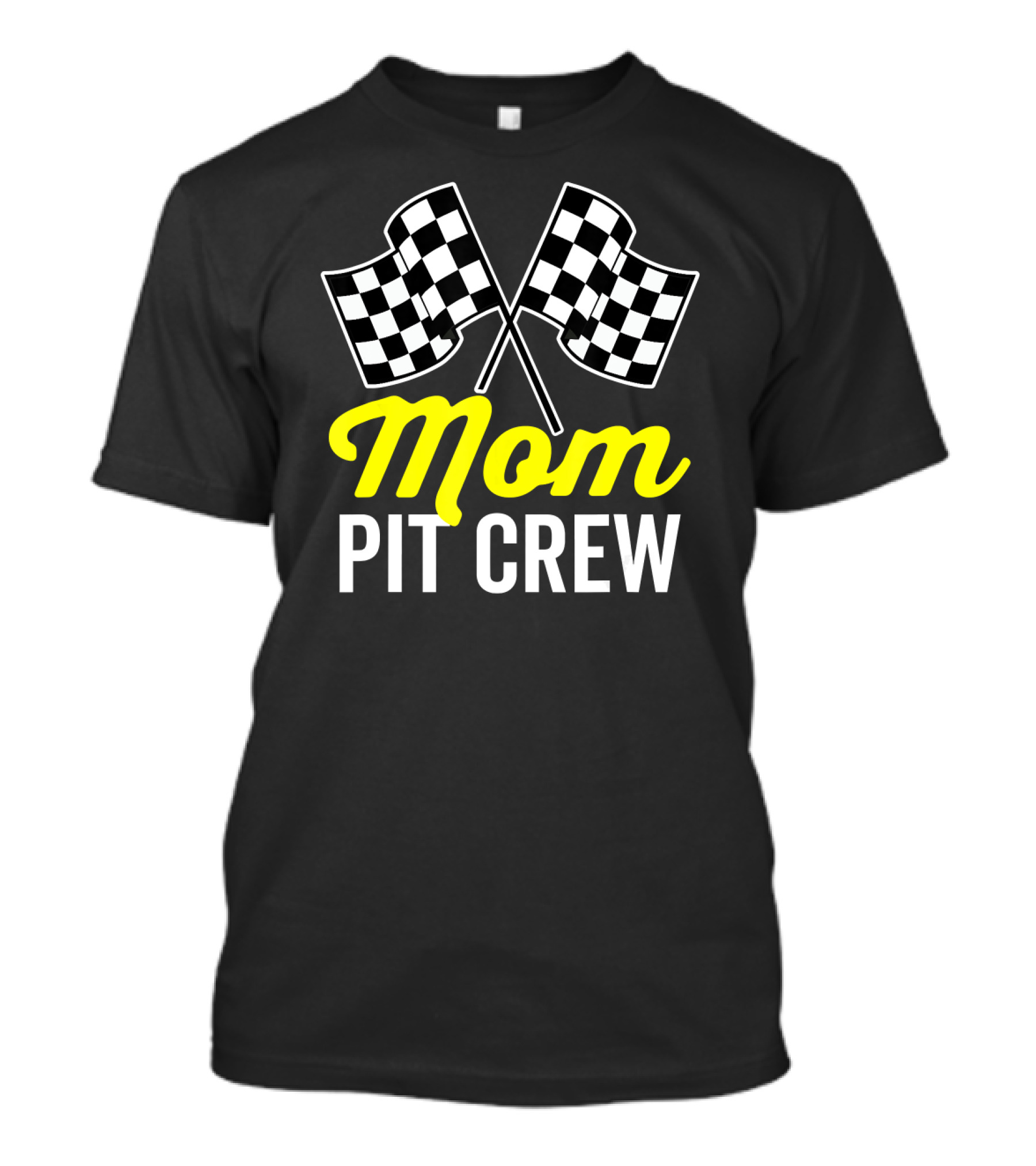 Mom Pit Crew For Racing Party With Checkered Flags T-Shirt
