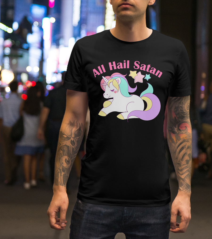 All Hail Satan Pastel Goth Kawaii Unicorn Death Metal T-Shirt