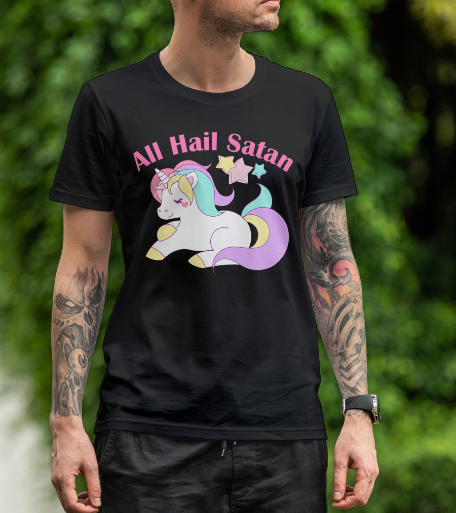 All Hail Satan Pastel Goth Kawaii Unicorn Death Metal T-Shirt