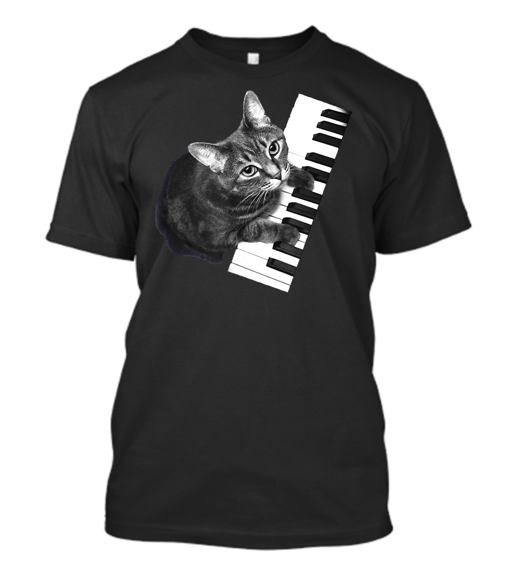 Piano Cat Keyboard Playing Feline T-Shirt