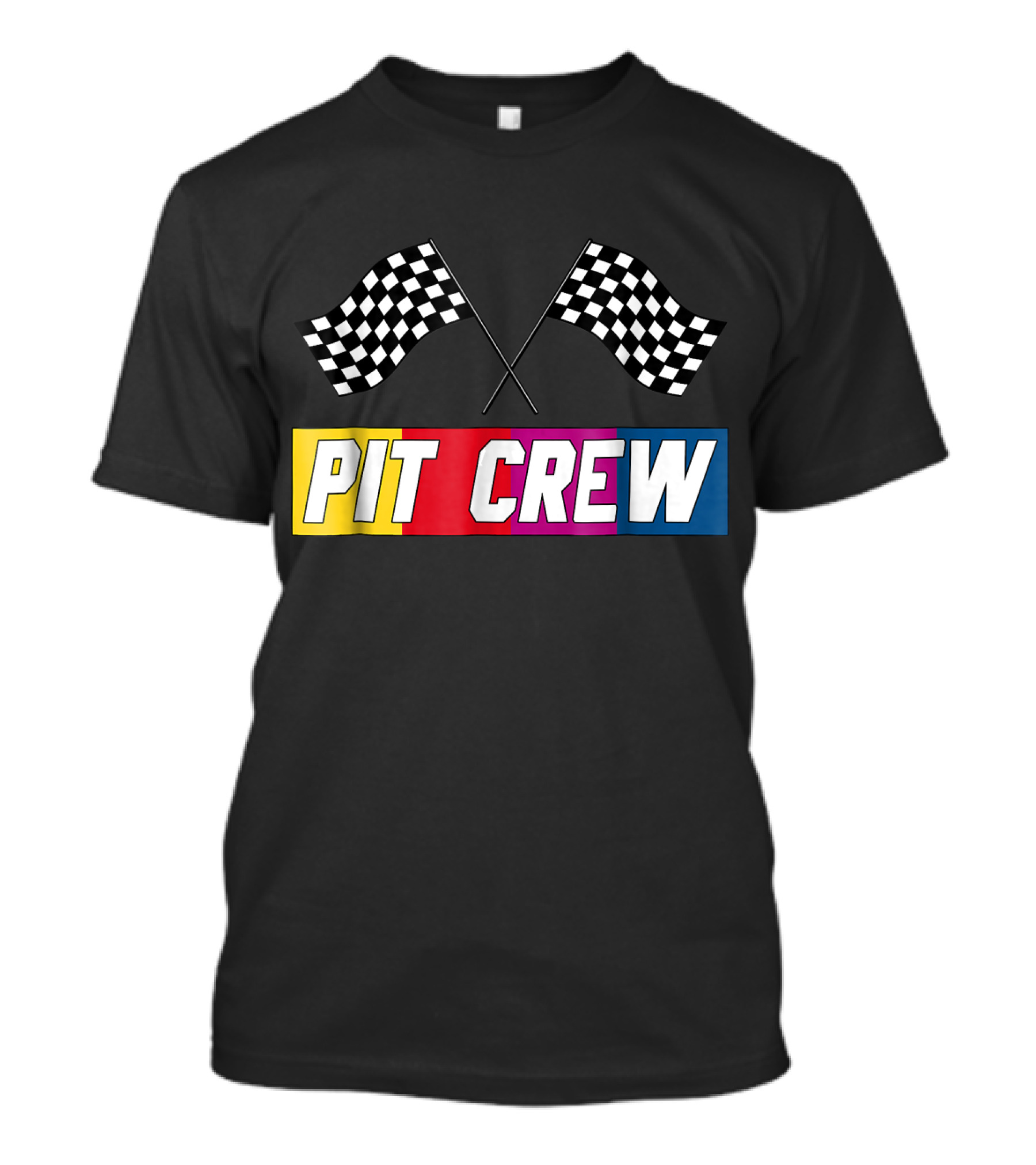 Pit Crew Checkered Flags Race Car Party T-Shirt