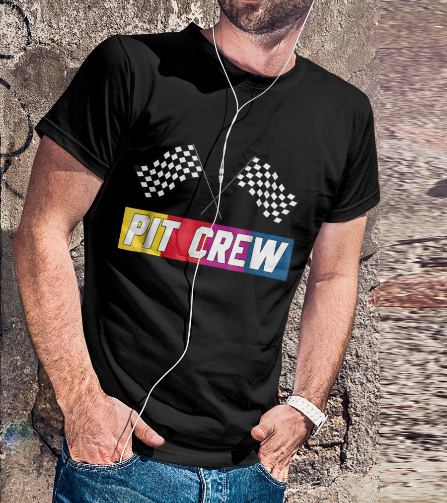 Pit Crew Checkered Flags Race Car Party T-Shirt