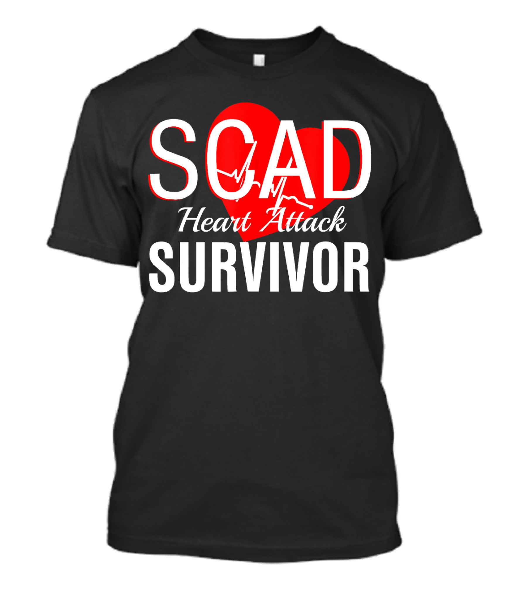 SCAD Heart Attack Survivor Women Heart Bypass Red Heart EKG T-Shirt