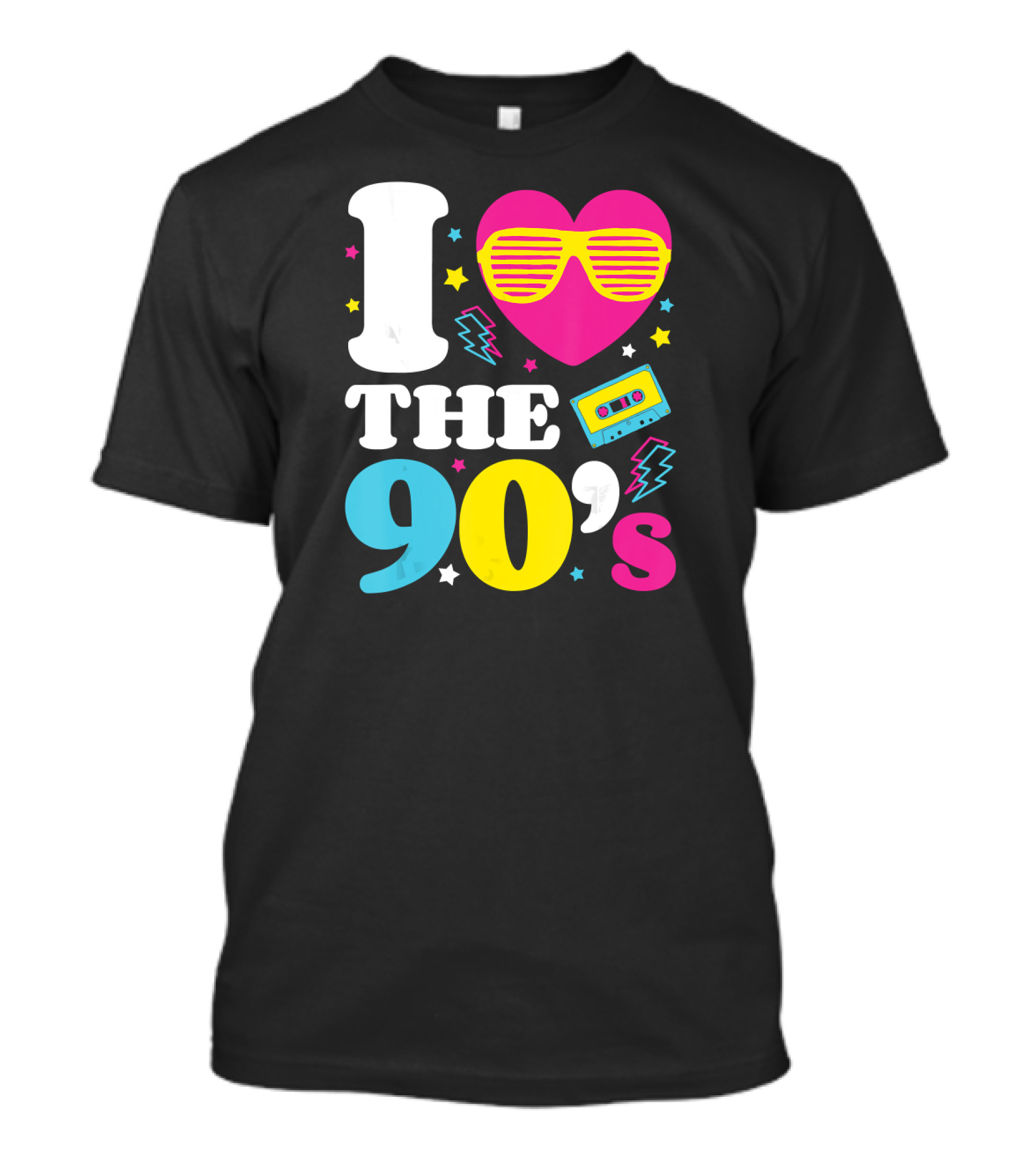 I Heart The 90's Love For The Nineties With Cassette And Neon Sunglasses T-Shirt