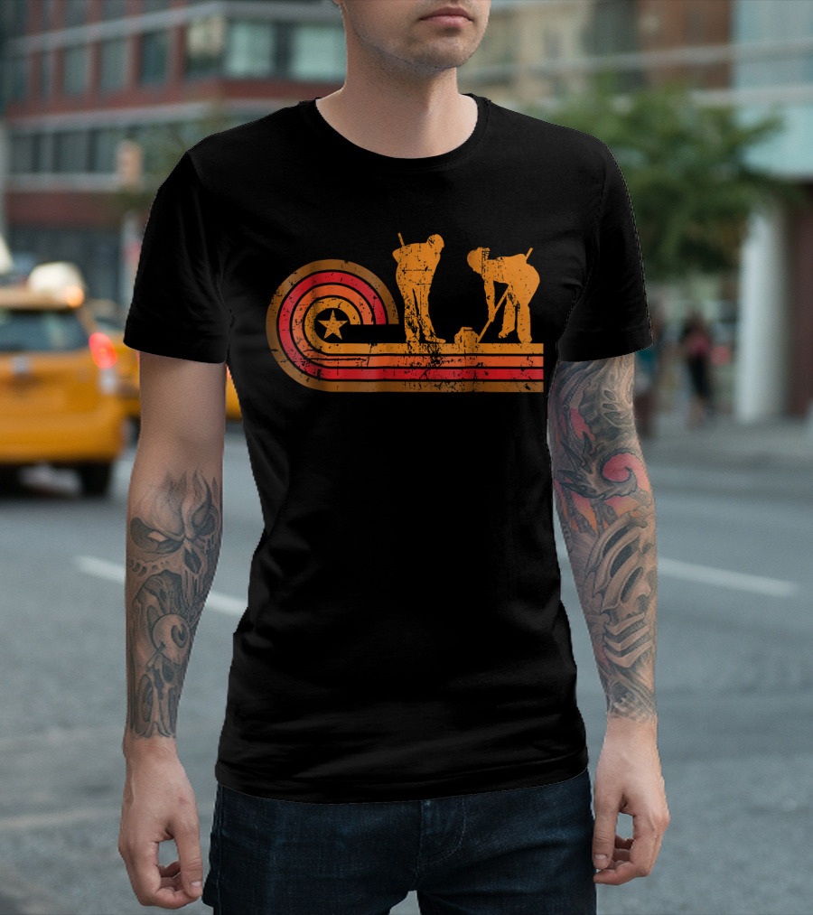1970's Curling Retro Star Stripes T-Shirt