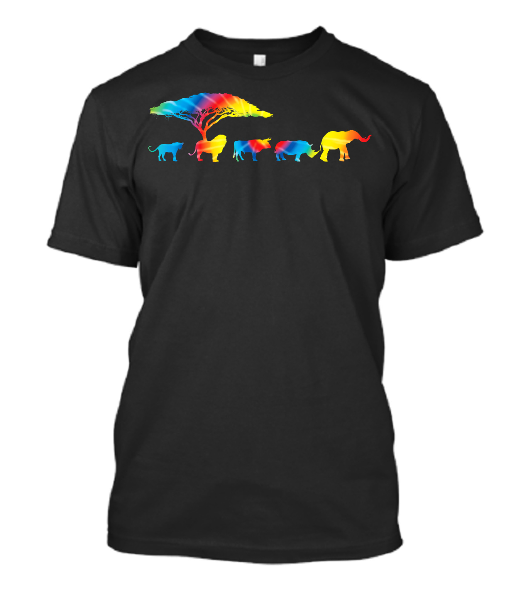 Africa The Big Five Animals Rainbow Colorful Savanna T-Shirt