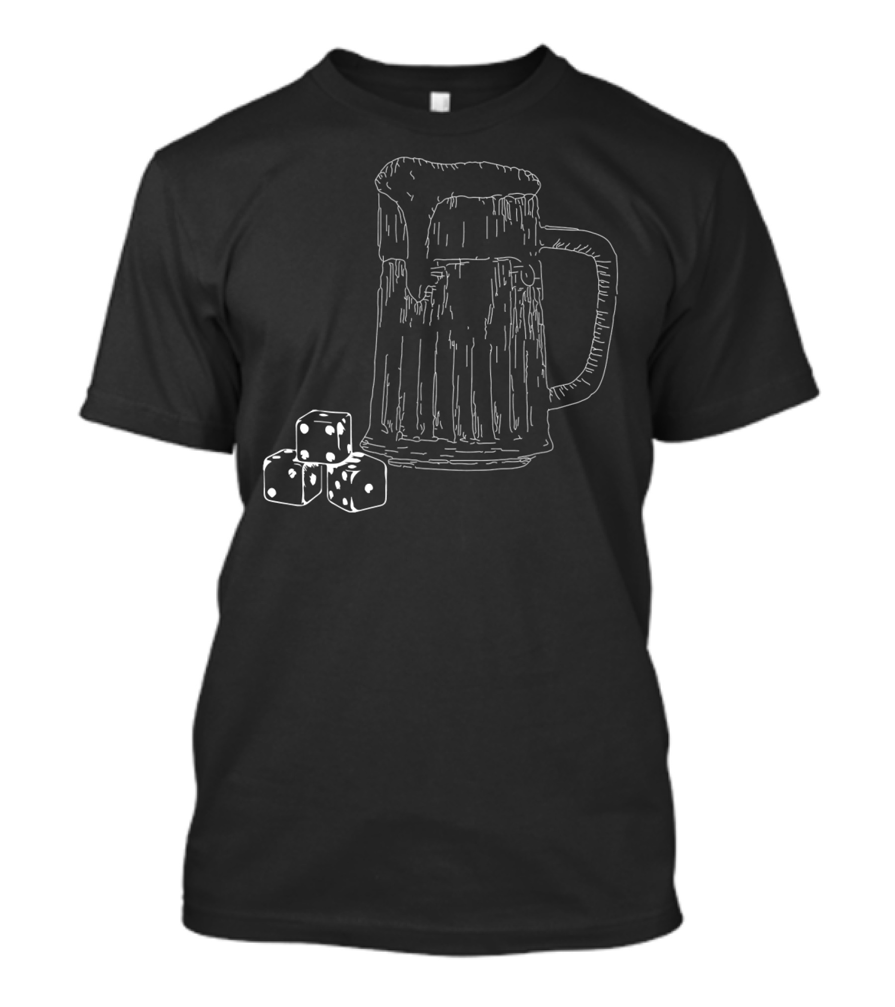 Beer Mug And Dice Sketch Drawing T-Shirt