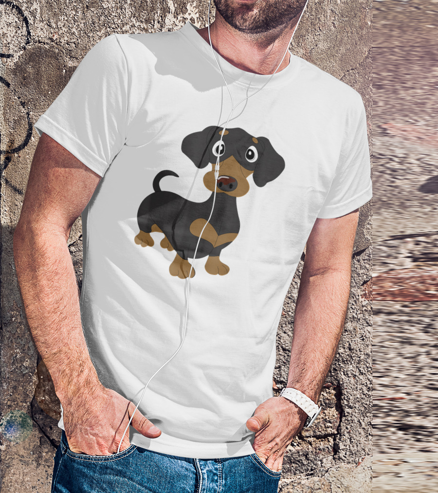 Black And Tan Dachshund Wiener Dog Cartoon Pup Brown Pfl119b2622 T-Shirt