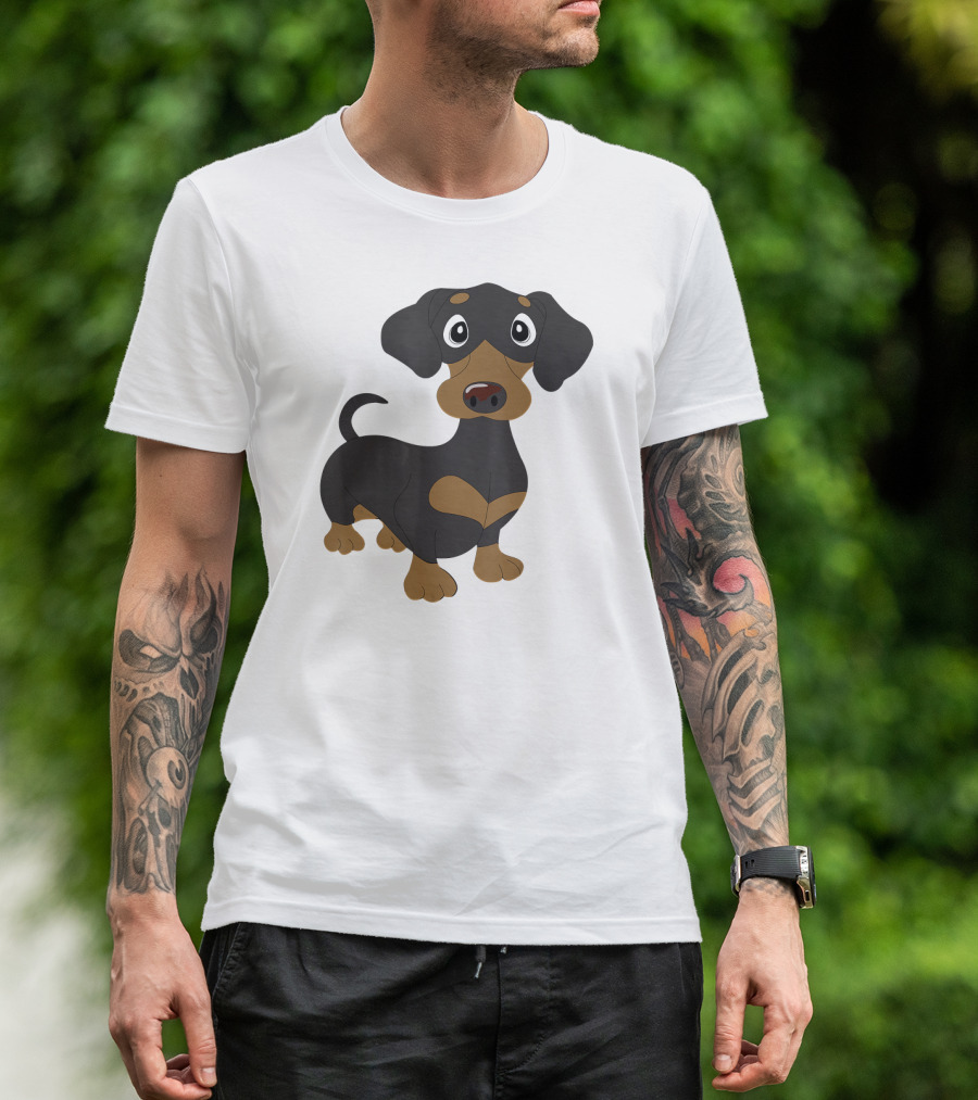 Black And Tan Dachshund Wiener Dog Cartoon Pup Brown Pfl119b2622 T-Shirt