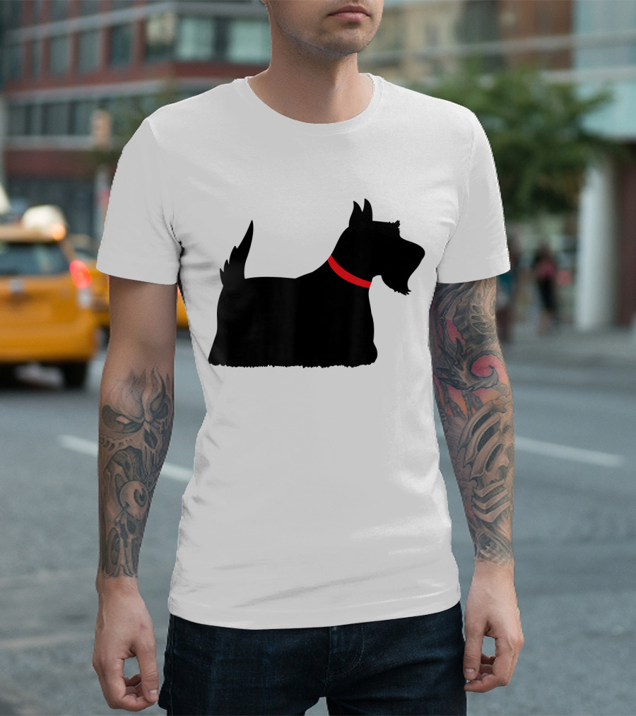 Black Scottish Terrier with Red Collar Sco Iconic T-Shirt