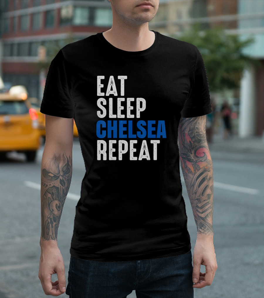 Eat Sleep Chelsea Repeat Football Fan Routine T-Shirt