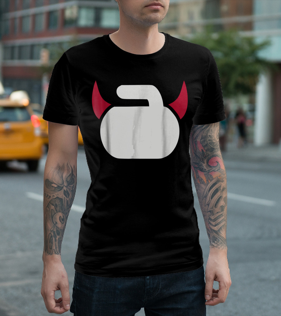 Curling Devil Red Horns T-Shirt