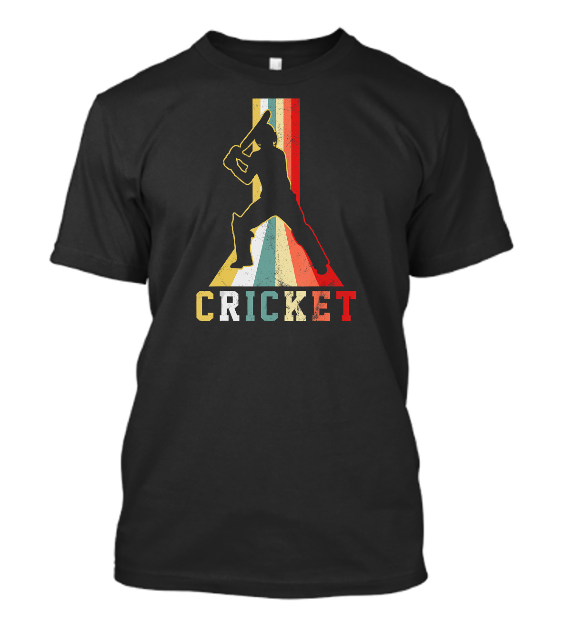 Cricket Player Silhouette Vintage T-Shirt