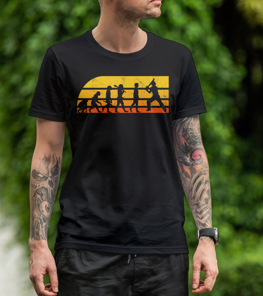 Cricket Player Coach Cricketer Evolution Retro T-Shirt