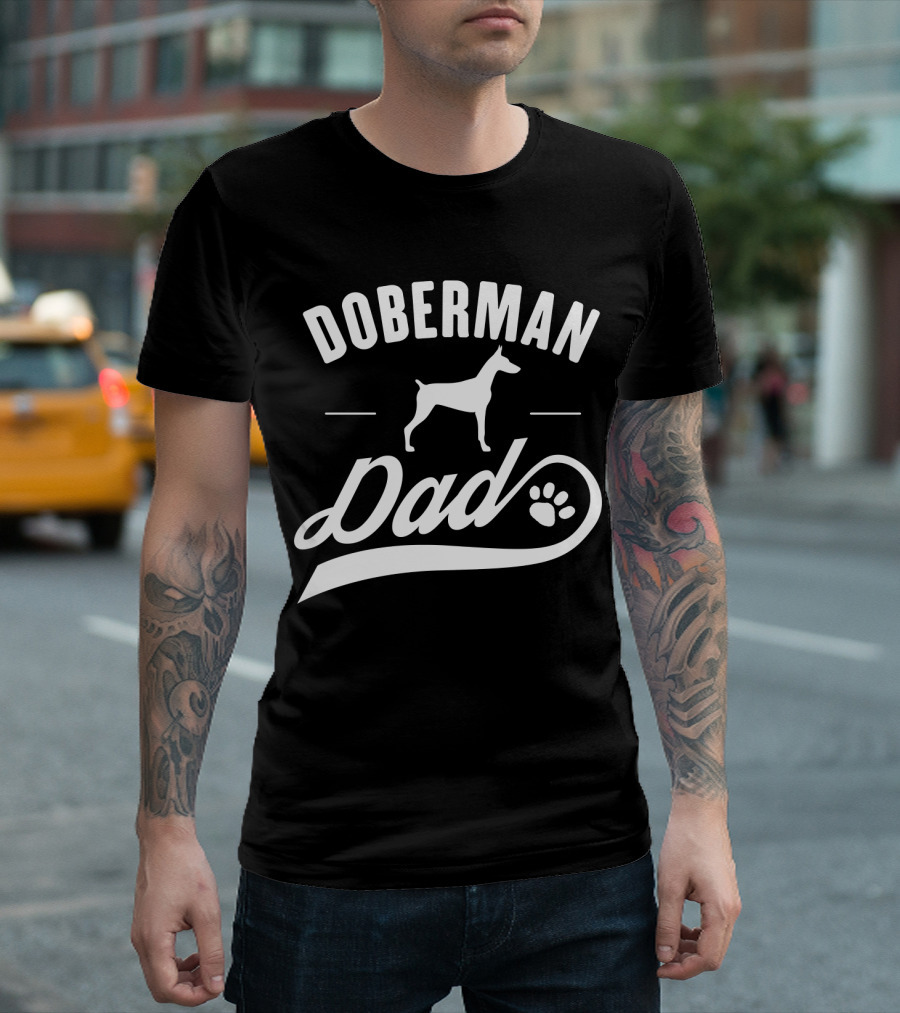 Doberman Dad Dog Owner Lover Paw Prints T-Shirt