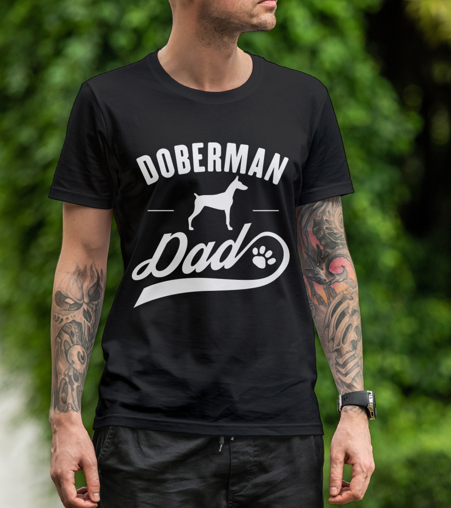 Doberman Dad Dog Owner Lover Paw Prints T-Shirt