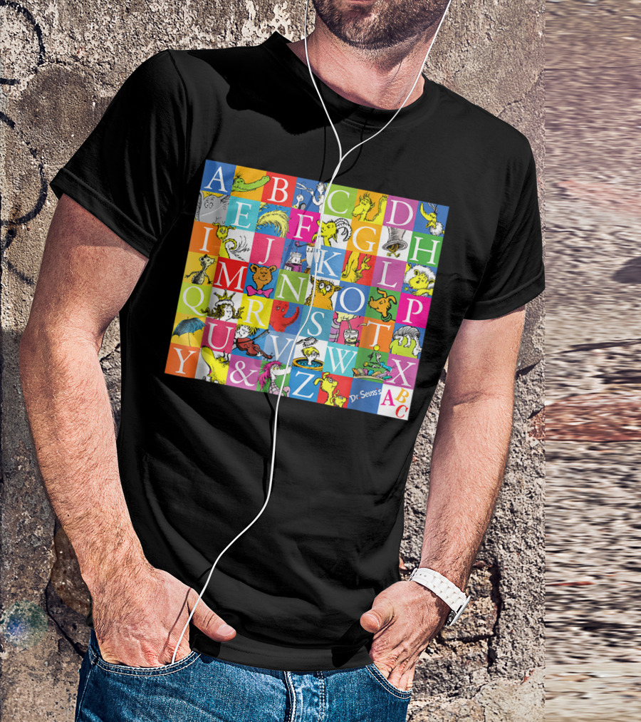 Dr. Seuss ABC Characters And Letters Grid With Colorful T-Shirt