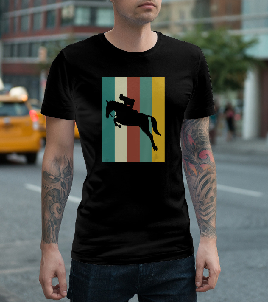 Horse Riding Colors Eque Vintage Silhouette Jump T-Shirt