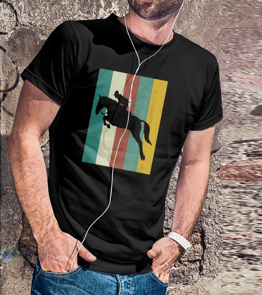 Horse Riding Colors Eque Vintage Silhouette Jump T-Shirt