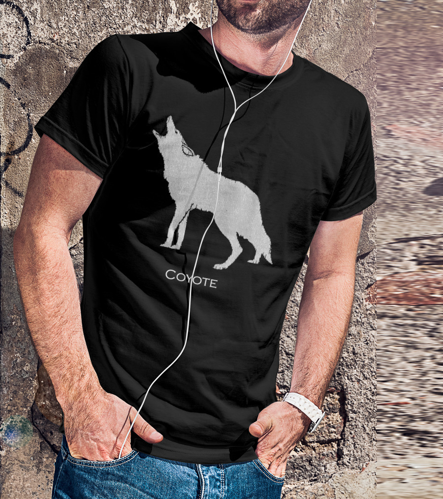 Howling Coyote Silhouette Drawing Wildlife Coyote T-Shirt