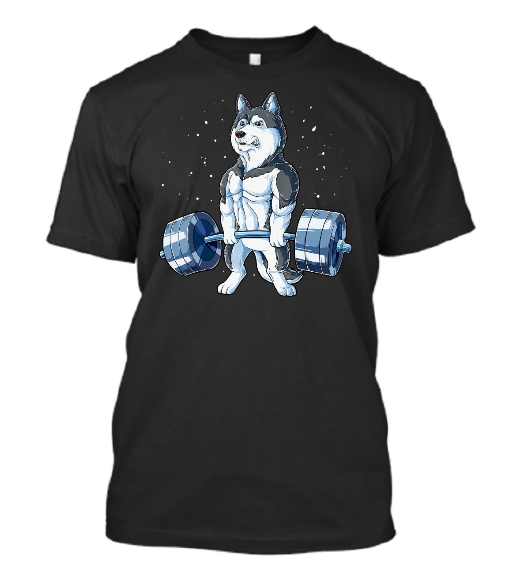 Siberian Husky Funny Weightlifting Deadlift Sketch T-Shirt