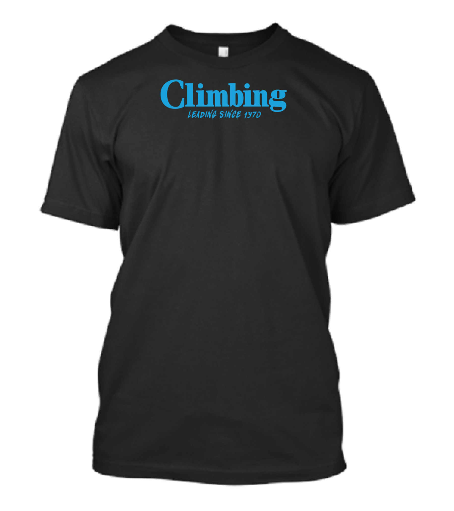 Climbing Leading Since 1970 Blue Text T-Shirt