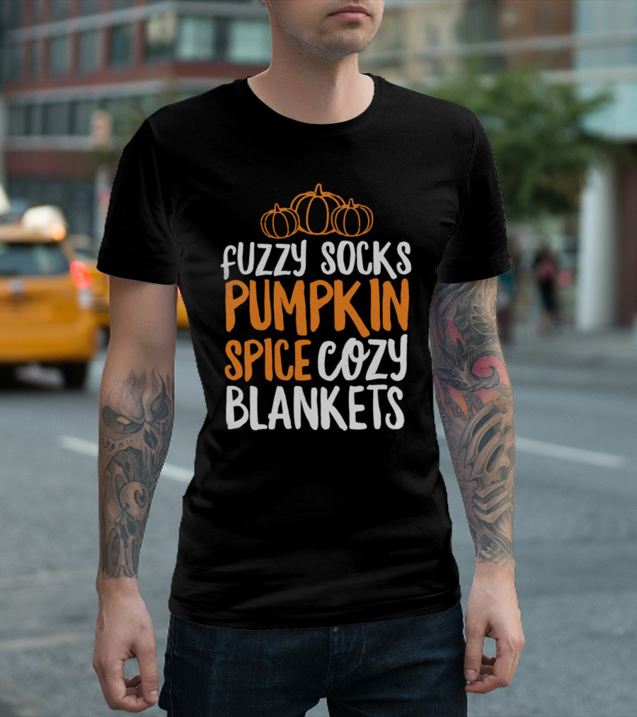 Fuzzy Socks Pumpkin Spice Cozy Blankets Pumpkins T-Shirt
