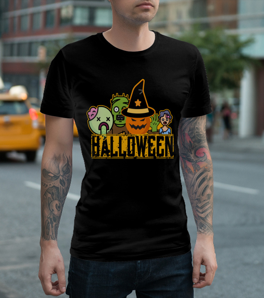 Halloween Zombie Pumpkin Monster Lineup T-Shirt